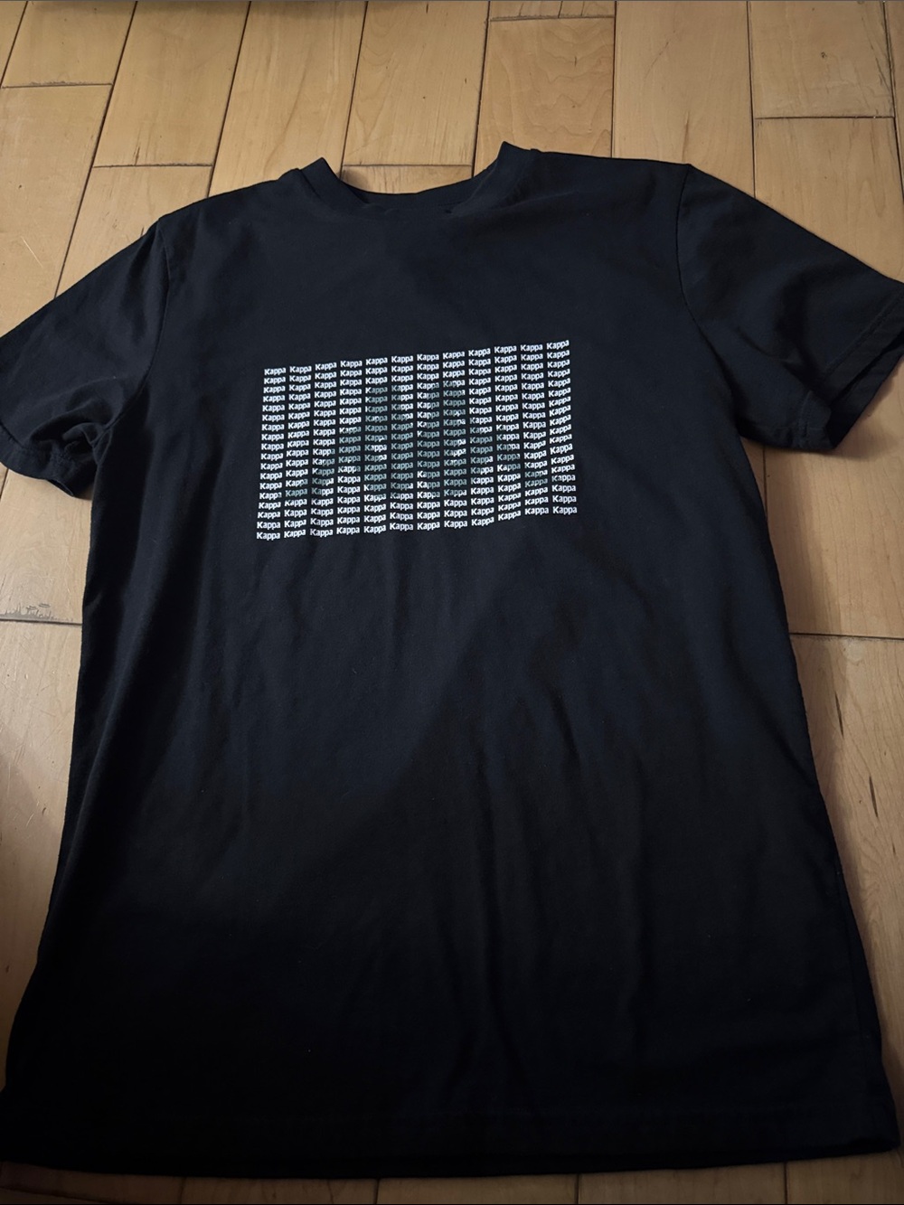 Kappa Black Tee with White Repeating Logo Print